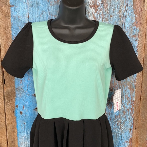 LuLaRoe Amelia Black and Mint Dress With Pockets - Picture 2 of 8